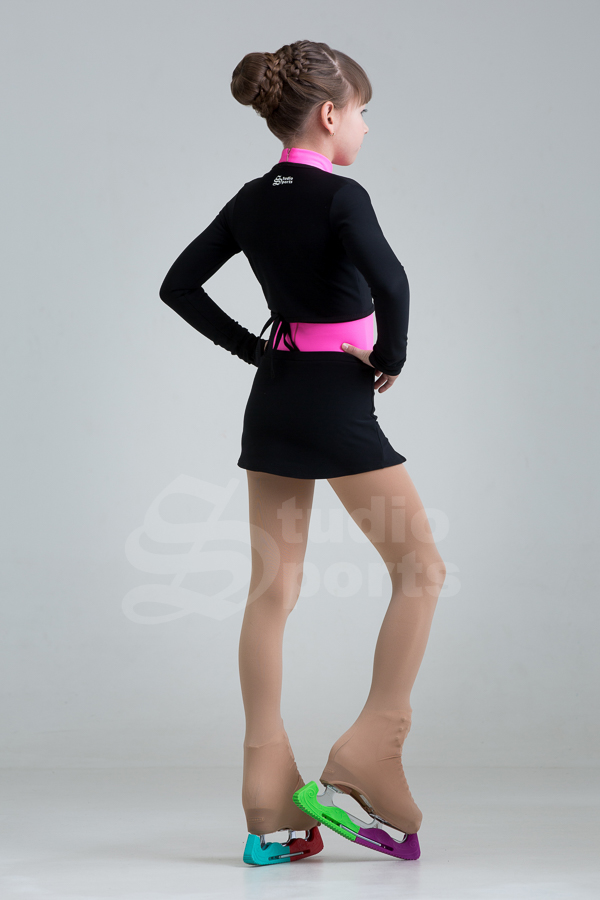 Термо комплект "Болеро+юбка Мона" черно-розовый