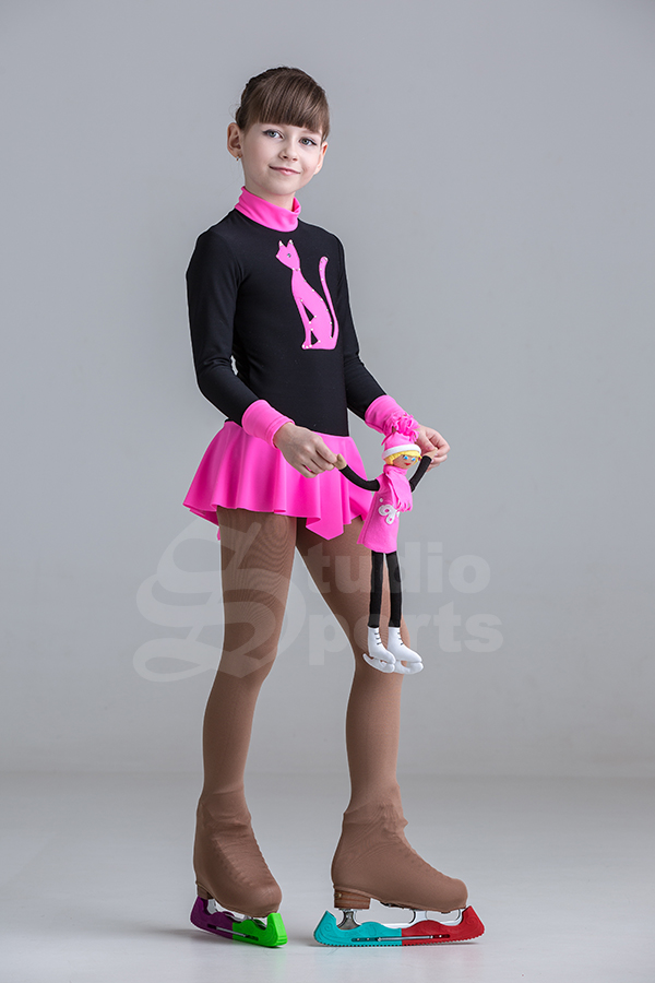 Термо платье "Каприз" с аппликацией черно-розовое