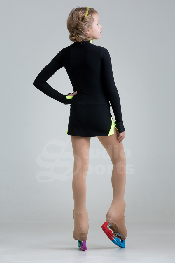 Термо платье "Акцент" черно-салатовый