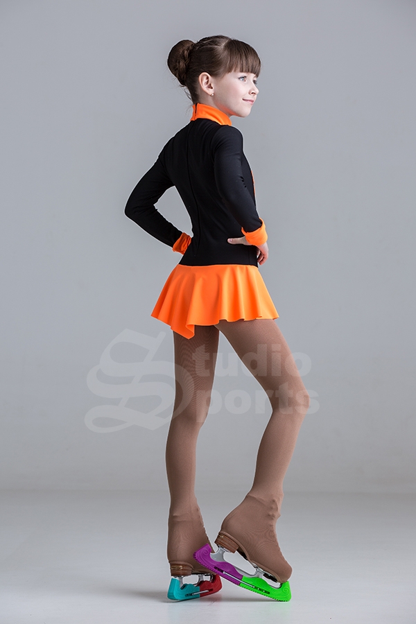 Термо платье "Каприз" с аппликацией черно-оранжевое