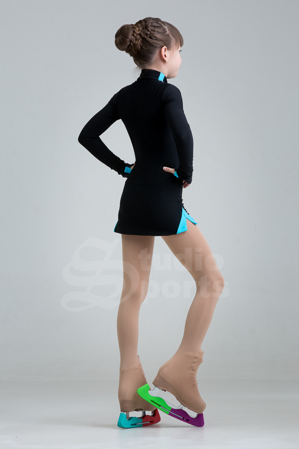 Термо платье "Акцент" черно-голубой